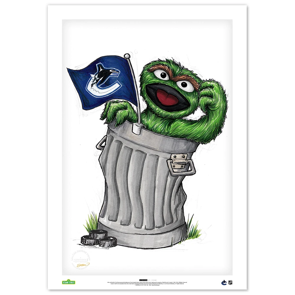 Vancouver Canucks Oscar the Grouch 14" x 20" Sesame Street Fine Art Print - Limited Edition of 100