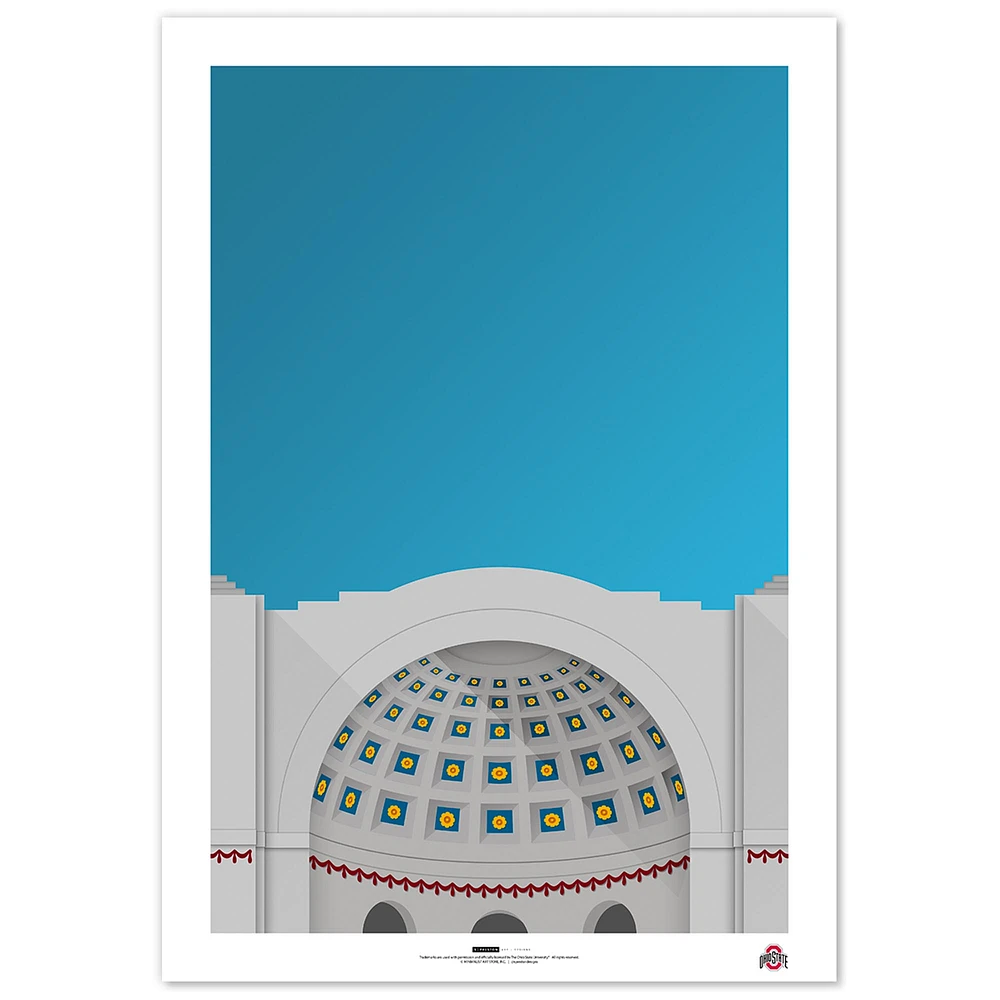 Ohio State Buckeyes 24" x 36" Minimalist Stadium Fine Art Print Poster