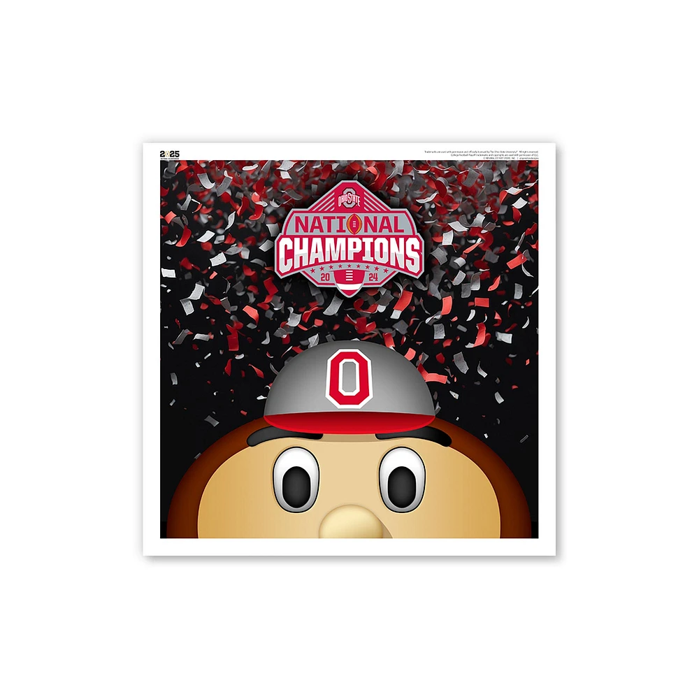 Ohio State Buckeyes College Football Playoff 2024 National Champions 12" x 12" Minimalist Mascot Poster Print