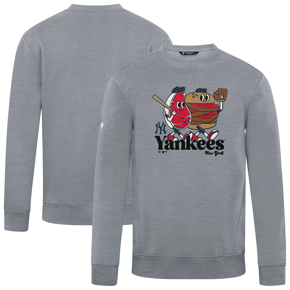 Men's Levelwear Gray New York Yankees Zane Ballpark Food Pullover Sweatshirt