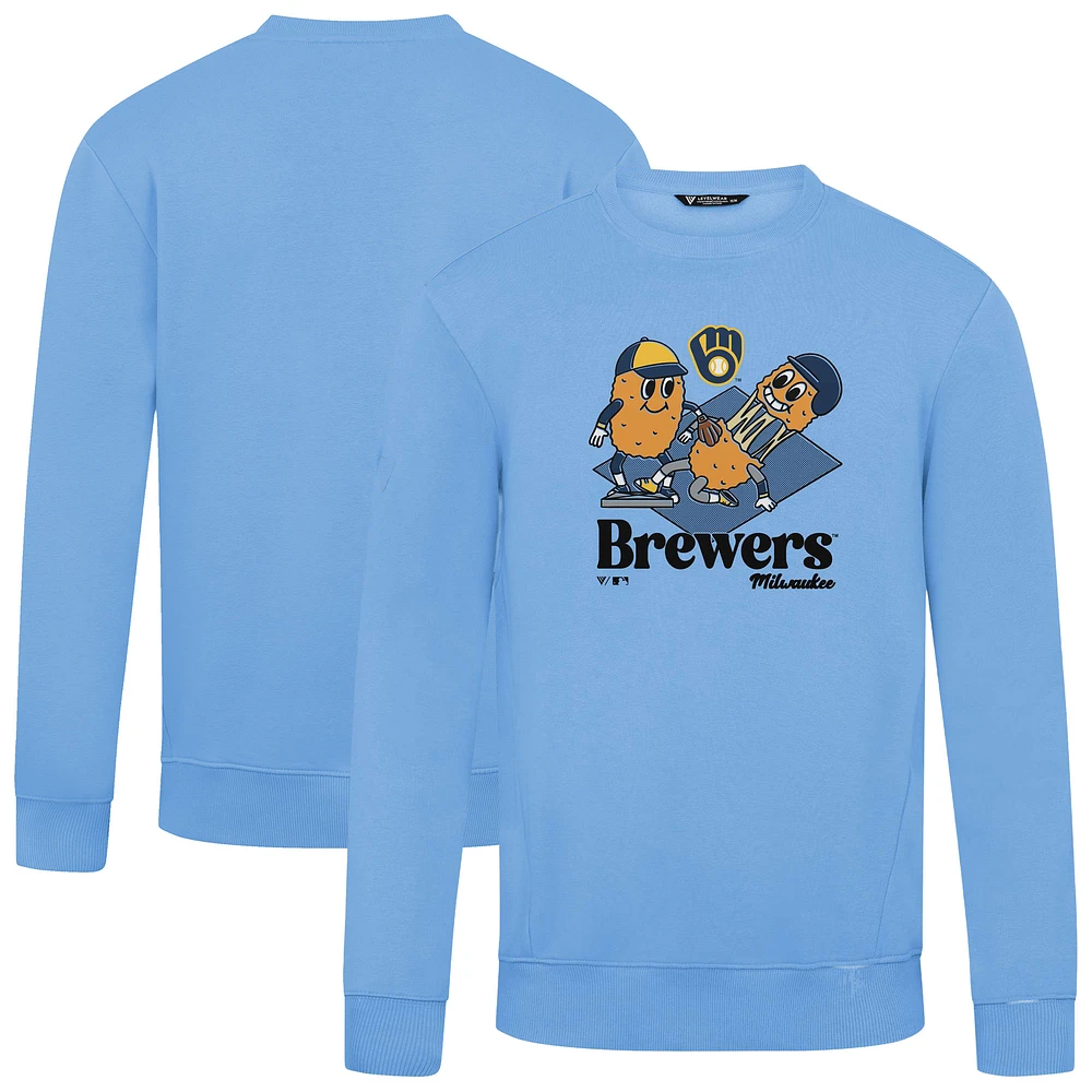Men's Levelwear Light Blue Milwaukee Brewers Zane Ballpark Food Pullover Sweatshirt