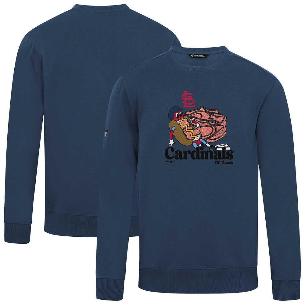 Men's Levelwear Navy St. Louis Cardinals Zane Ballpark Food Pullover Sweatshirt