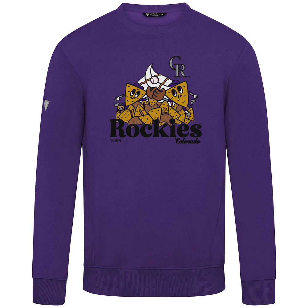 Men's Levelwear Purple Colorado Rockies Zane Ballpark Food Pullover Sweatshirt