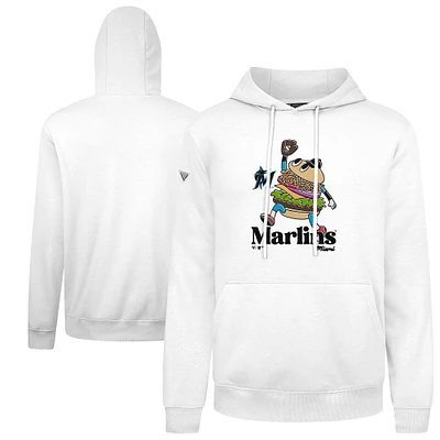 Men's Levelwear White Miami Marlins Podium Ballpark Food Pullover Hoodie