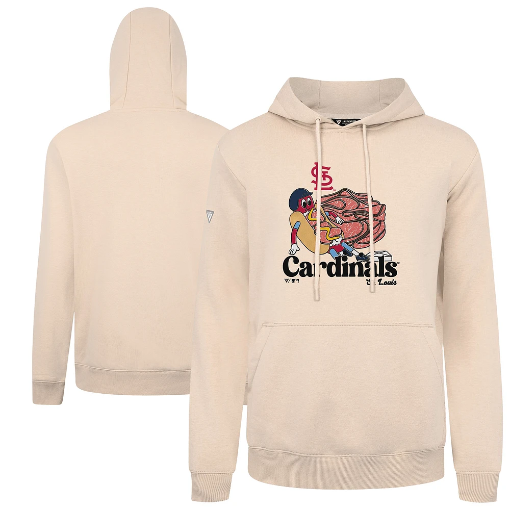 Men's Levelwear Khaki St. Louis Cardinals Podium Ballpark Food Pullover Hoodie