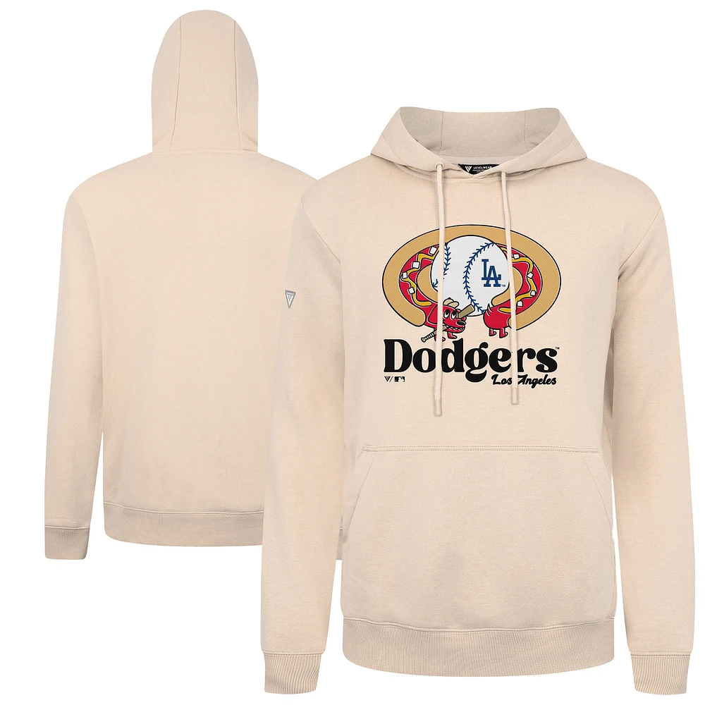 Men's Levelwear Khaki Los Angeles Dodgers Podium Ballpark Food Pullover Hoodie