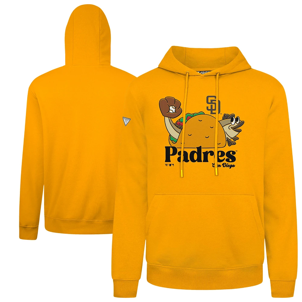 Men's Levelwear Gold San Diego Padres Podium Ballpark Food Pullover Hoodie