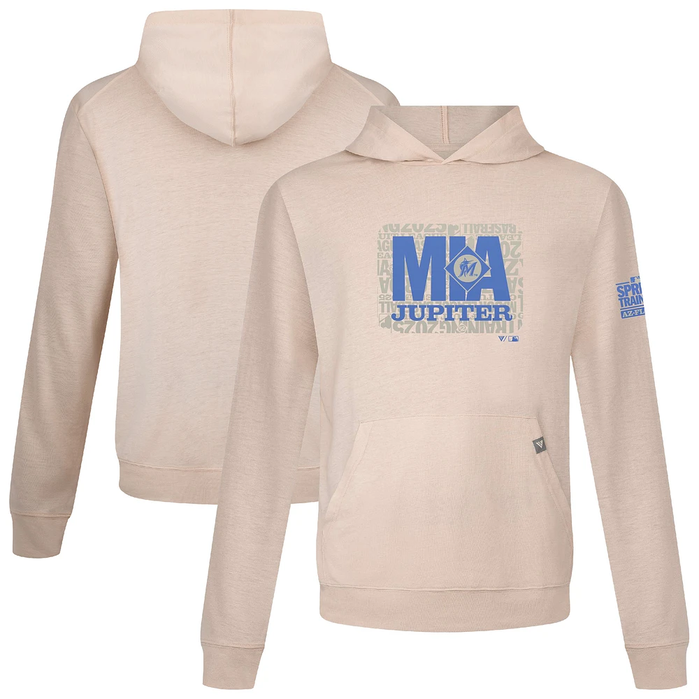 Men's Levelwear Khaki Miami Marlins 2025 Spring Training Relay Pullover Hoodie