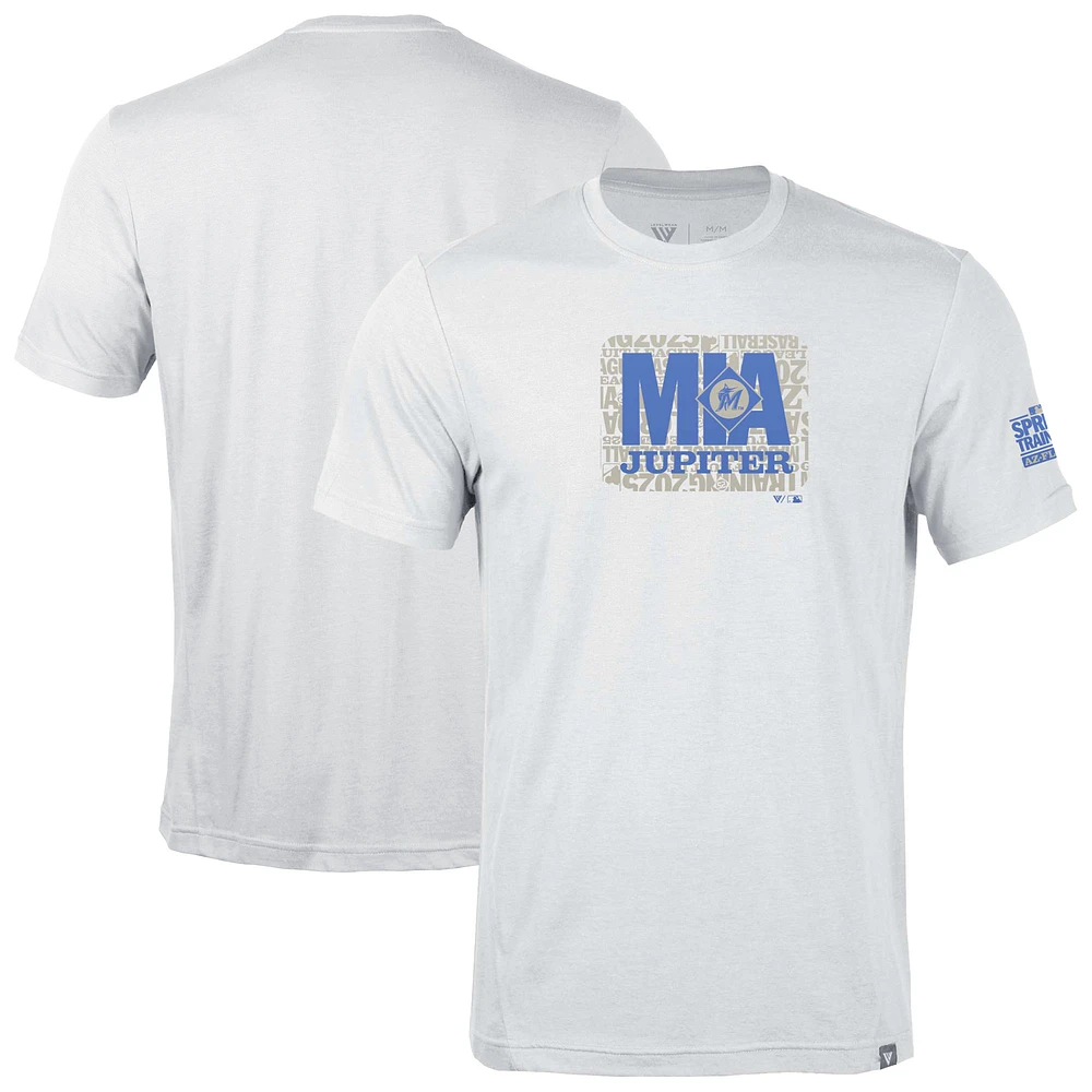 Men's Levelwear White Miami Marlins 2025 Spring Training Thrive Tri-Blend T-Shirt