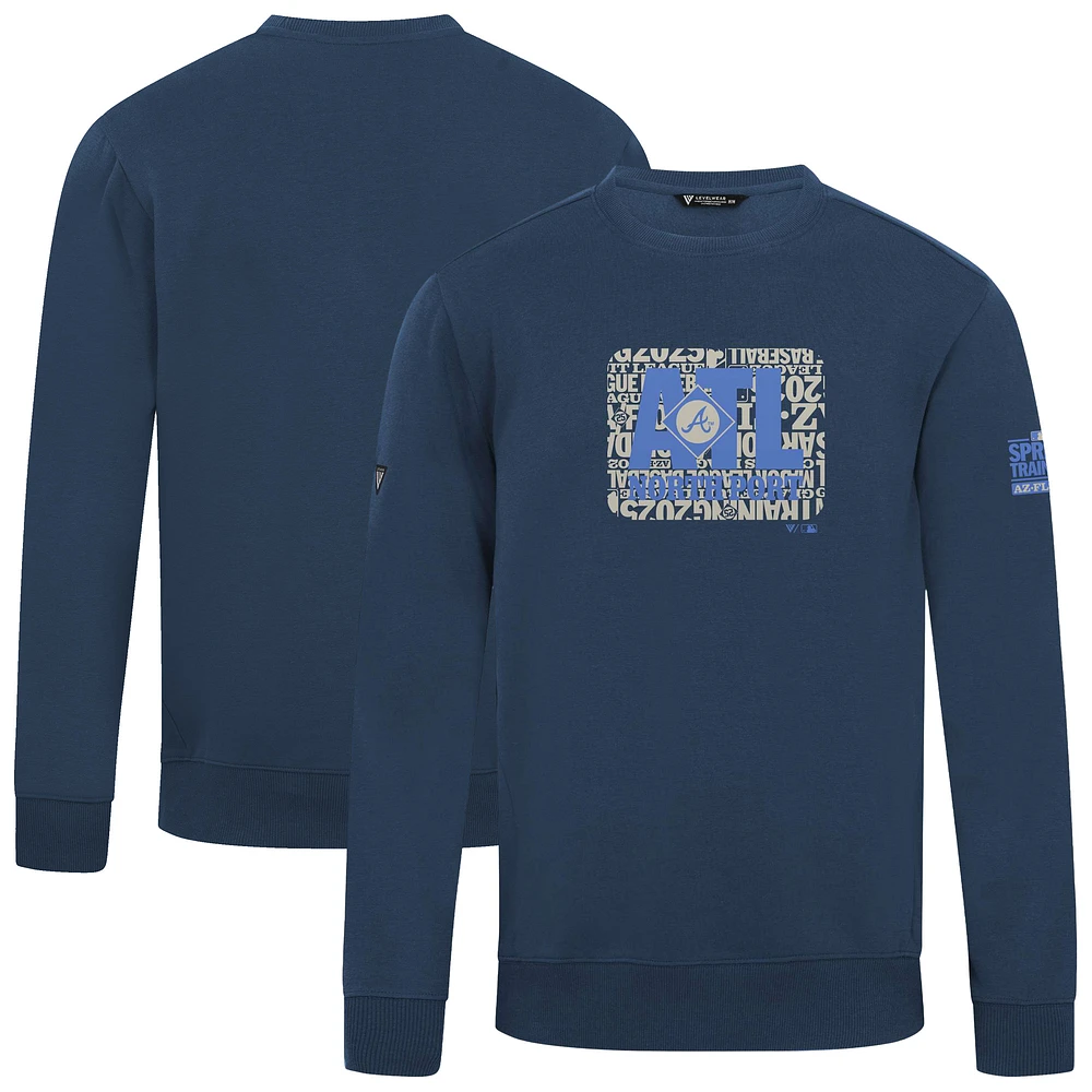 Men's Levelwear Navy Atlanta Braves Zane Spring Training Pullover Sweatshirt