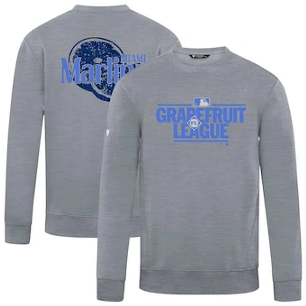 Men's Levelwear Gray Miami Marlins Zane Spring Training 2 Pullover Sweatshirt
