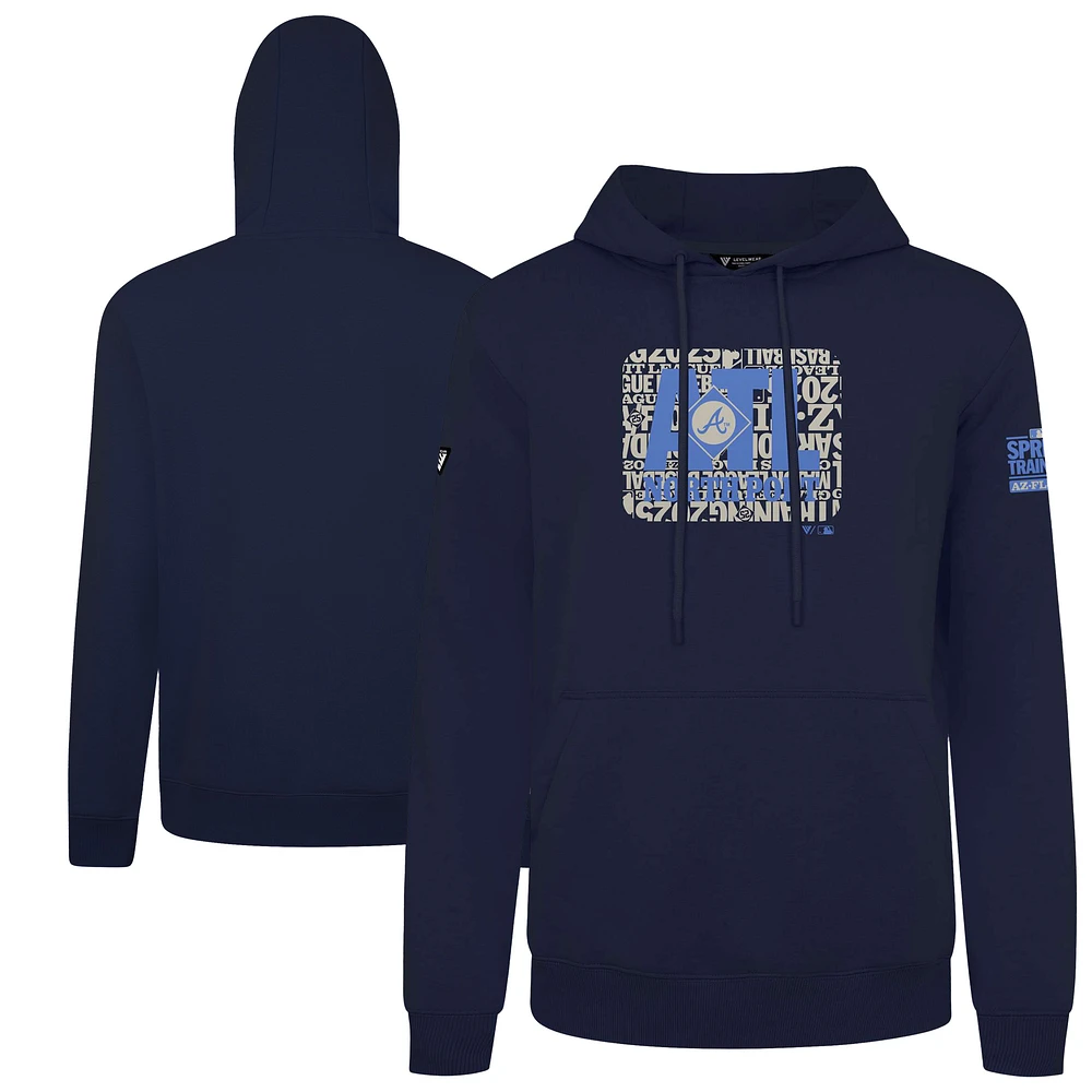 Men's Levelwear Navy Atlanta Braves Podium Spring Training Pullover Hoodie