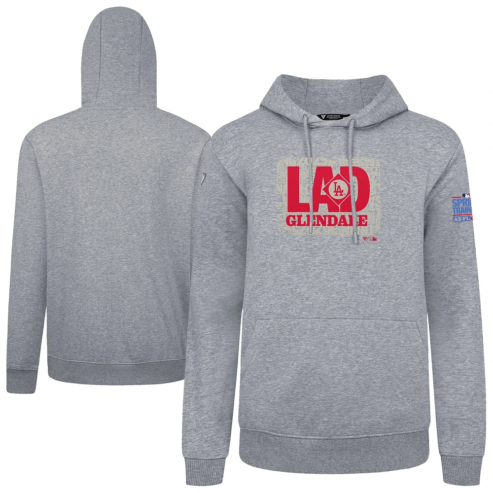 Men's Levelwear Gray Los Angeles Dodgers Podium Spring Training Pullover Hoodie