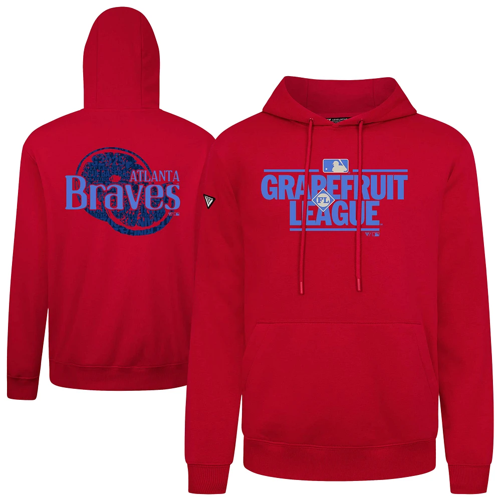 Men's Levelwear Red Atlanta Braves 2025 Spring Training Podium Pullover Hoodie