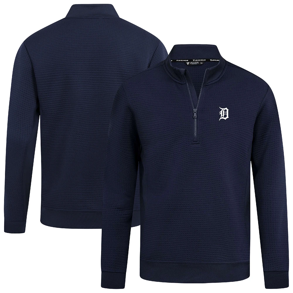 Men's Levelwear Navy Detroit Tigers Cushion Insignia 2.0 Quarter-Zip Pullover