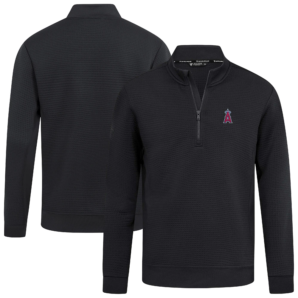 Men's Levelwear Black Los Angeles Angels Cushion Insignia 2.0 Quarter-Zip Pullover
