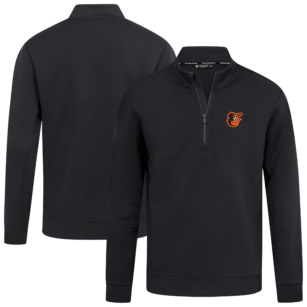 Men's Levelwear Black Baltimore Orioles Cushion Insignia 2.0 Quarter-Zip Pullover