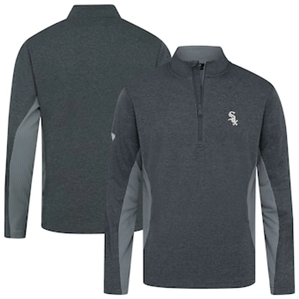 Men's Levelwear Heather Black Chicago White Sox Waffle Insignia 2.0 Quarter-Zip Pullover