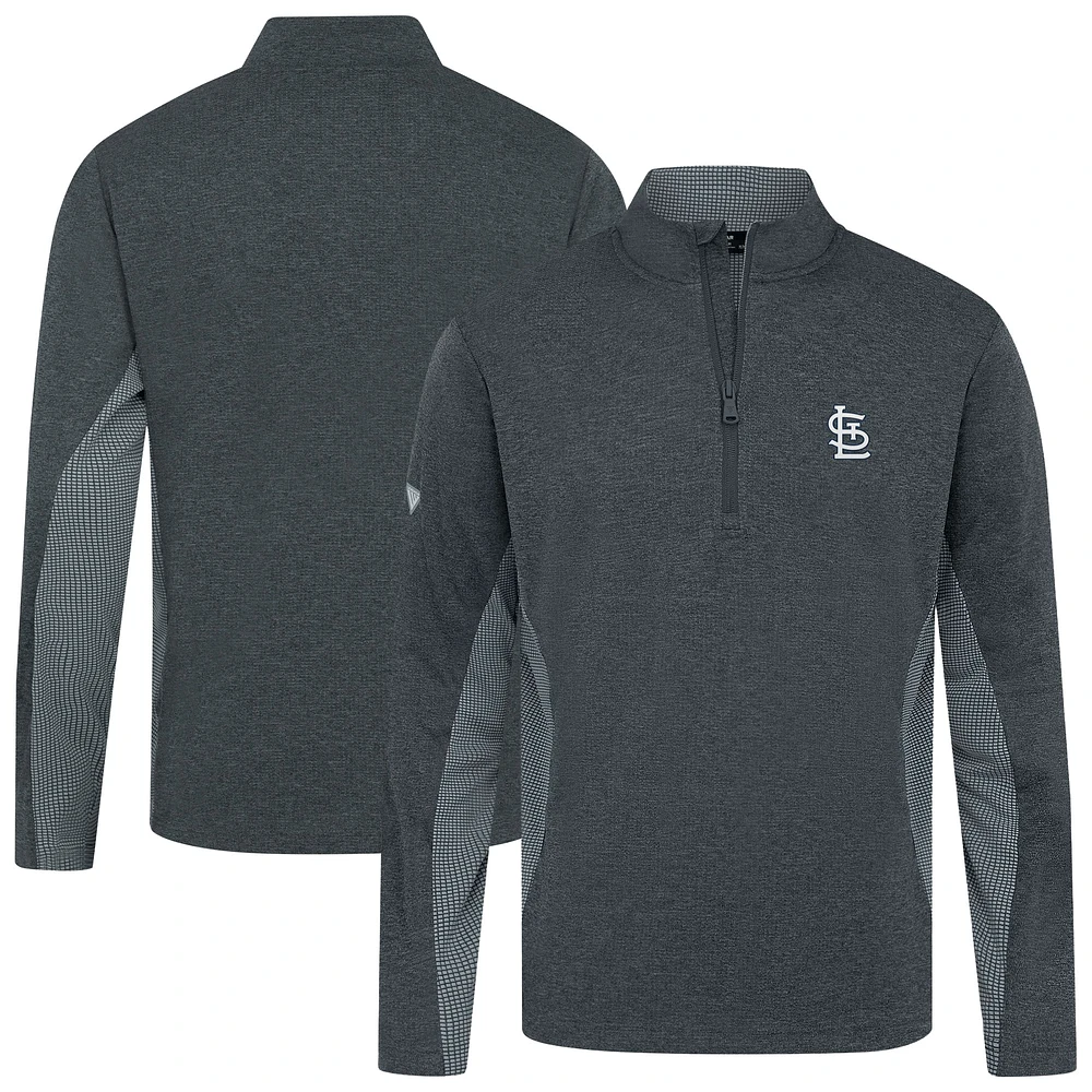 Men's Levelwear Heather Black St. Louis Cardinals Waffle Insignia 2.0 Quarter-Zip Pullover