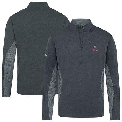 Men's Levelwear Heather Black Los Angeles Angels Waffle Insignia 2.0 Quarter-Zip Pullover