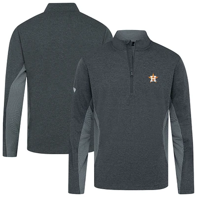 Men's Levelwear Heather Black Houston Astros Waffle Insignia 2.0 Quarter-Zip Pullover