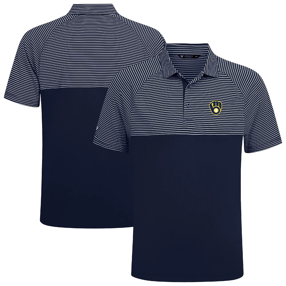 Men's Levelwear Navy Milwaukee Brewers Classic Stripes Insignia 2.0 Polo