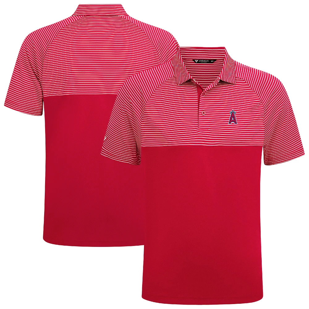 Men's Levelwear Red Los Angeles Angels Classic Stripes Insignia 2.0 Polo