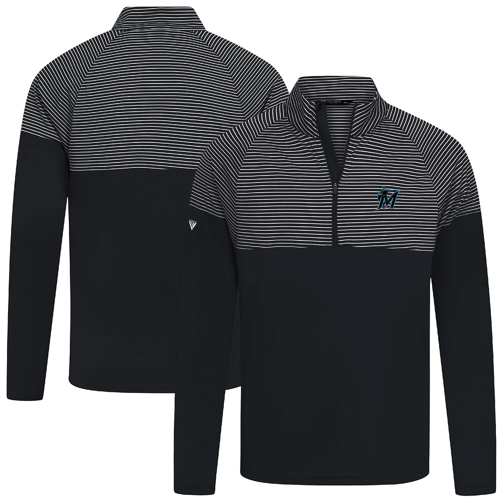 Men's Levelwear Black Miami Marlins Classic Stripes Insignia 2.0 Pullover