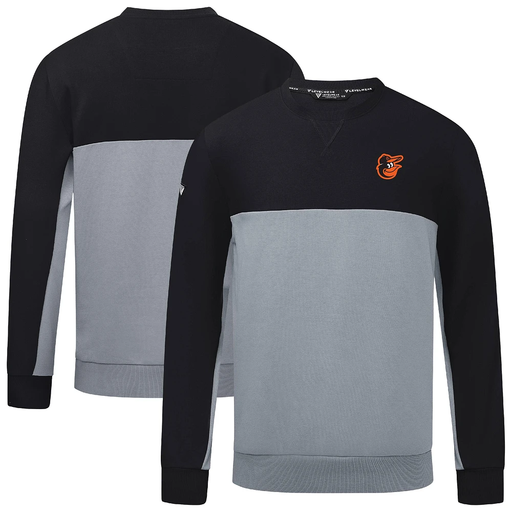 Men's Levelwear Black/Gray Baltimore Orioles Legacy Insignia 2.0 Pullover Sweatshirt