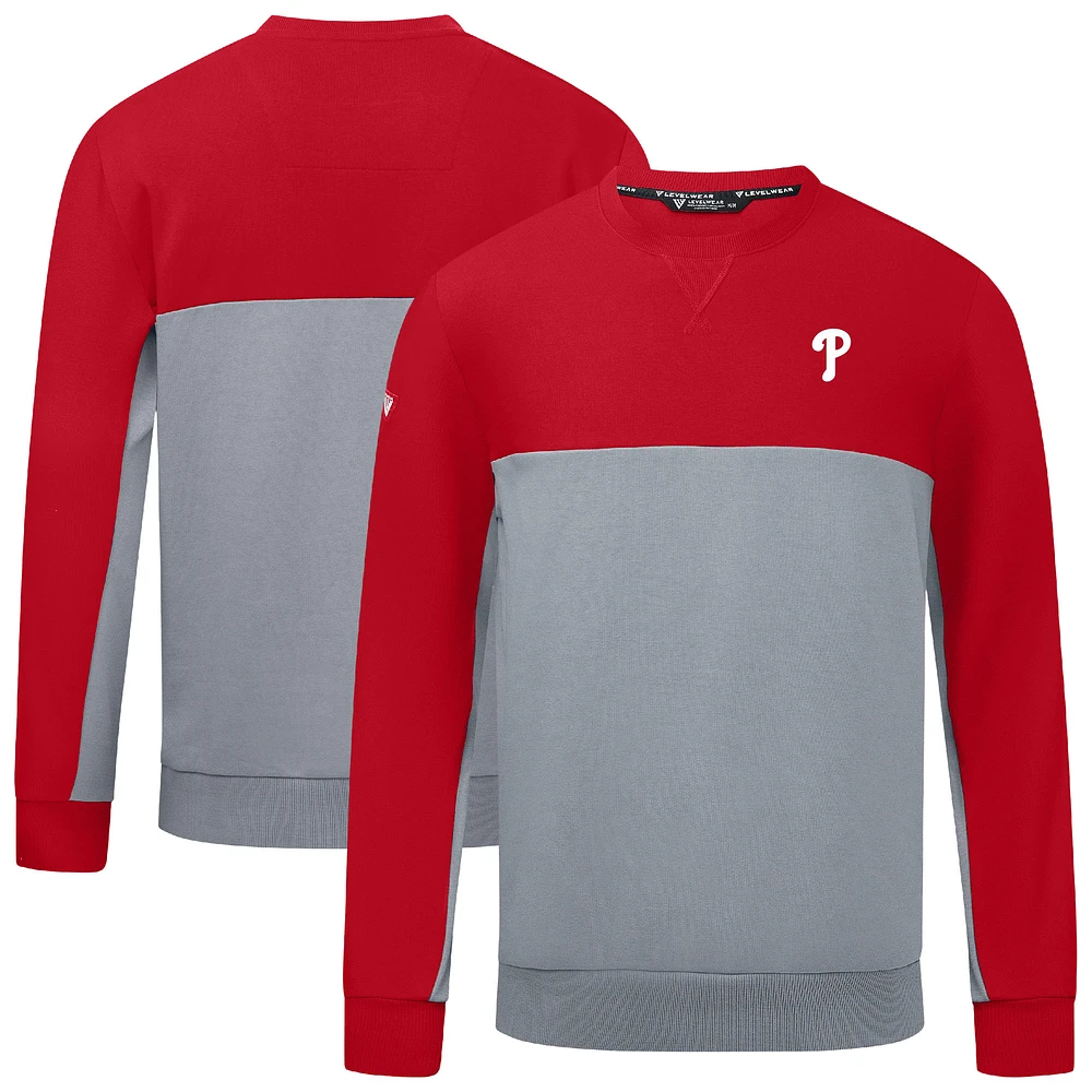 Men's Levelwear Red/Gray Philadelphia Phillies Legacy Insignia 2.0 Pullover Sweatshirt