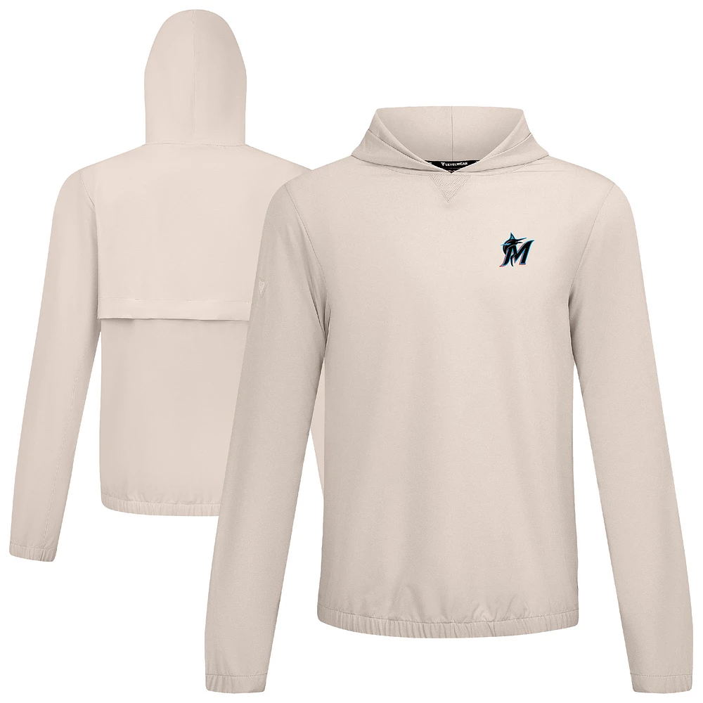 Men's Levelwear Khaki Miami Marlins Action Insignia 2.0 Pullover Hoodie