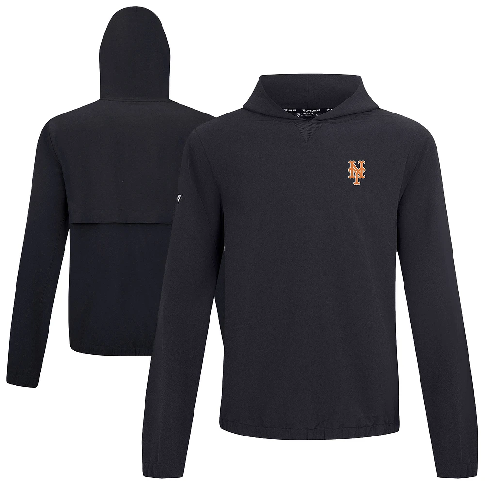 Men's Levelwear Black New York Mets Action Insignia 2.0 Pullover Hoodie