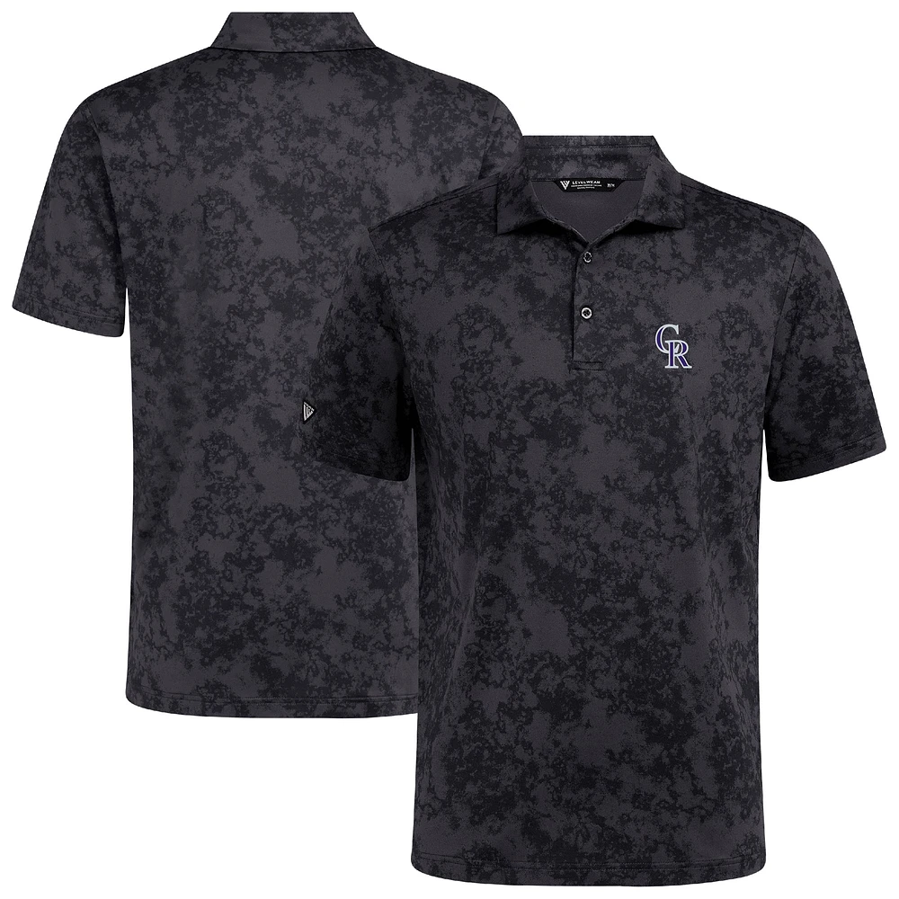 Men's Levelwear Black Colorado Rockies Whisper Insignia 2.0 Polo
