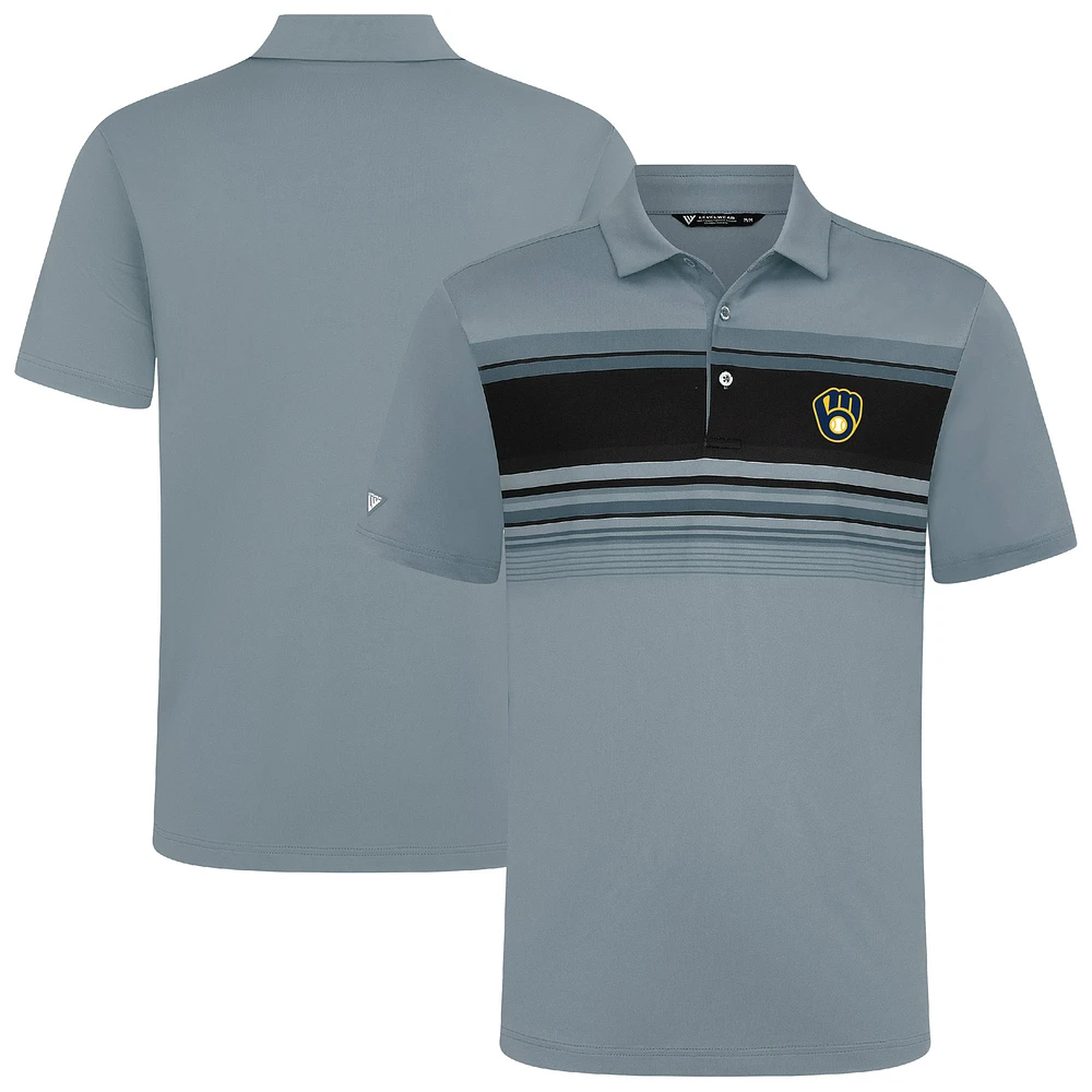 Men's Levelwear Gray Milwaukee Brewers Onward Insignia 2.0 Polo