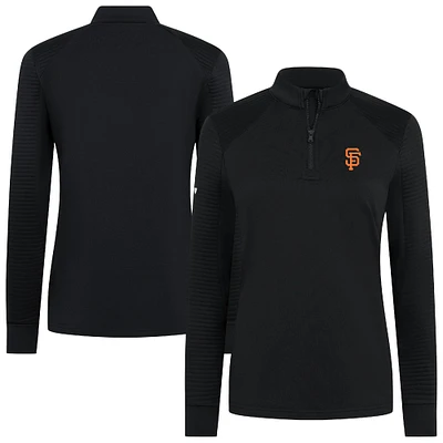 Women's Levelwear Black San Francisco Giants Power Insignia 2.0 Quarter-Zip Pullover Top