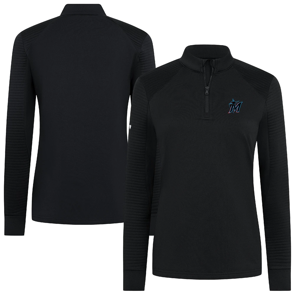 Women's Levelwear Black Miami Marlins Power Insignia 2.0 Quarter-Zip Pullover Top