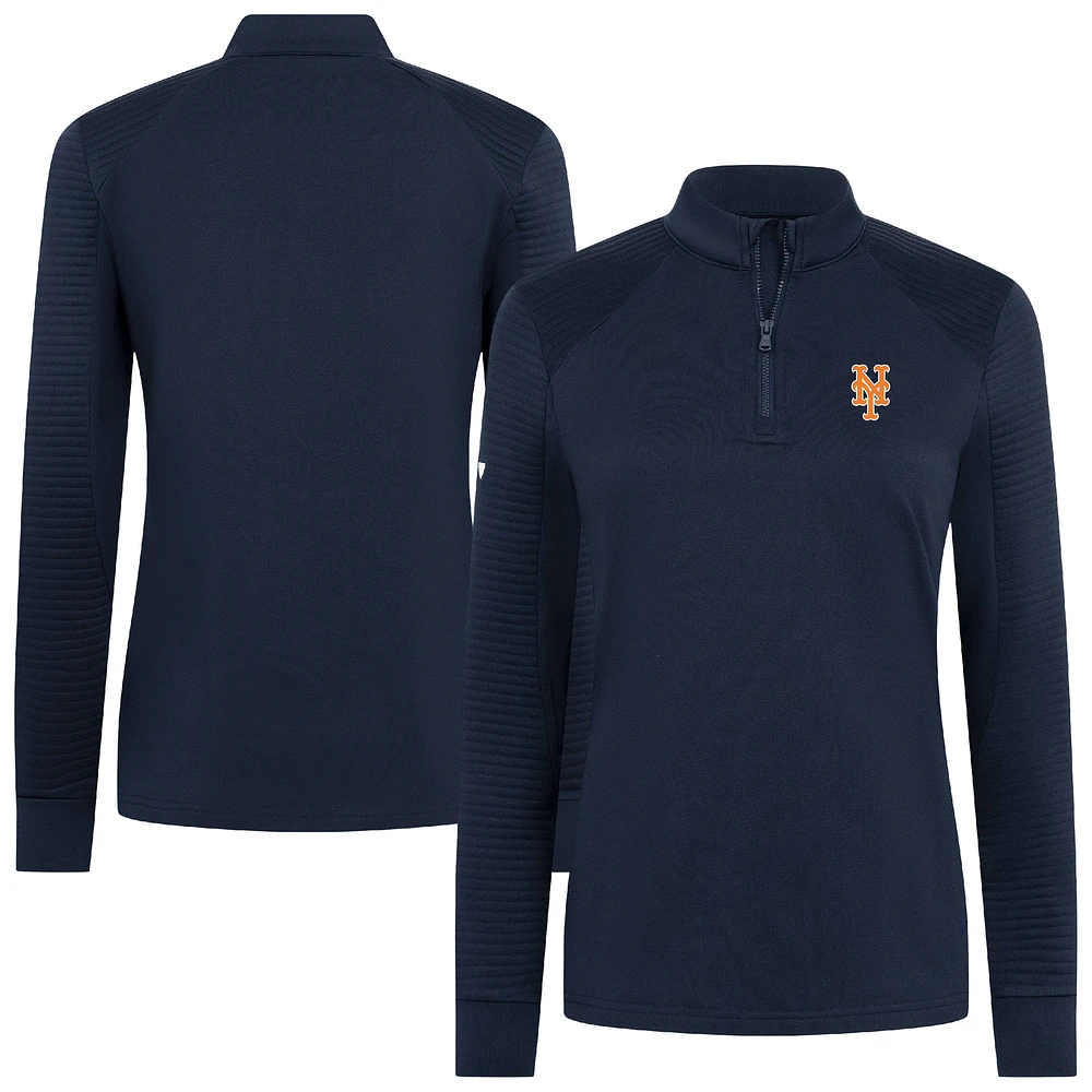 Women's Levelwear Navy New York Mets Power Insignia 2.0 Quarter-Zip Pullover Top