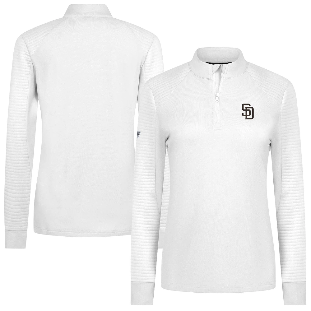 Women's Levelwear White San Diego Padres Power Insignia 2.0 Quarter-Zip Pullover Top