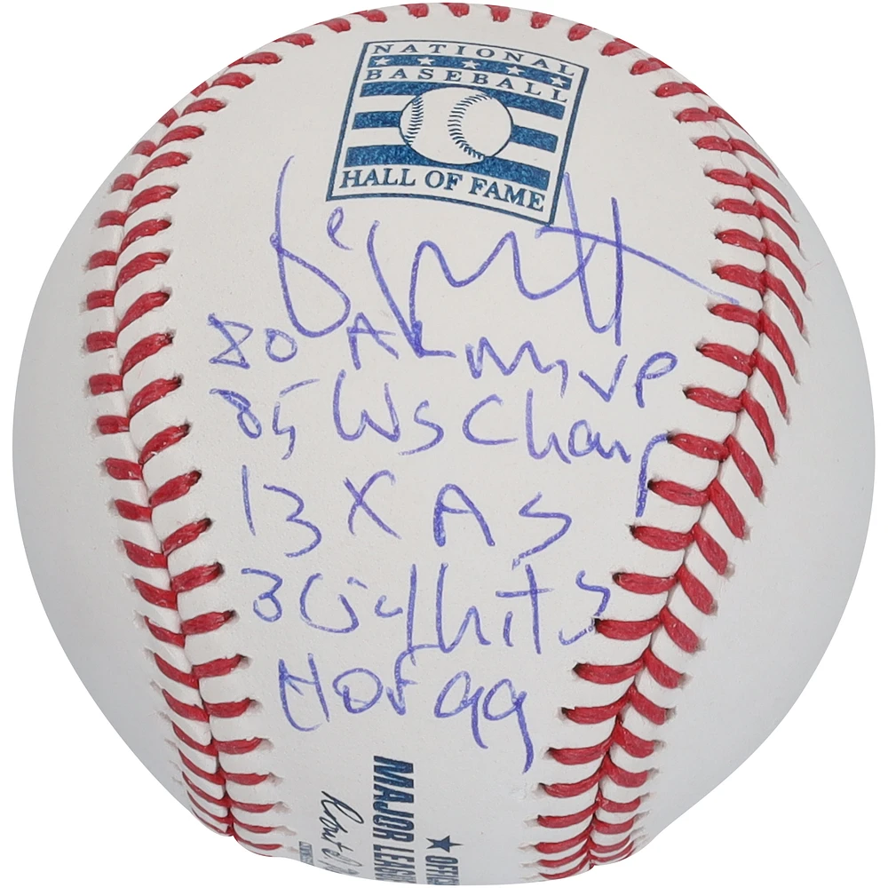 George Brett Kansas City Royals Autographed Hall of Fame Logo Baseball with Multiple Inscriptions - Limited Edition #5/5