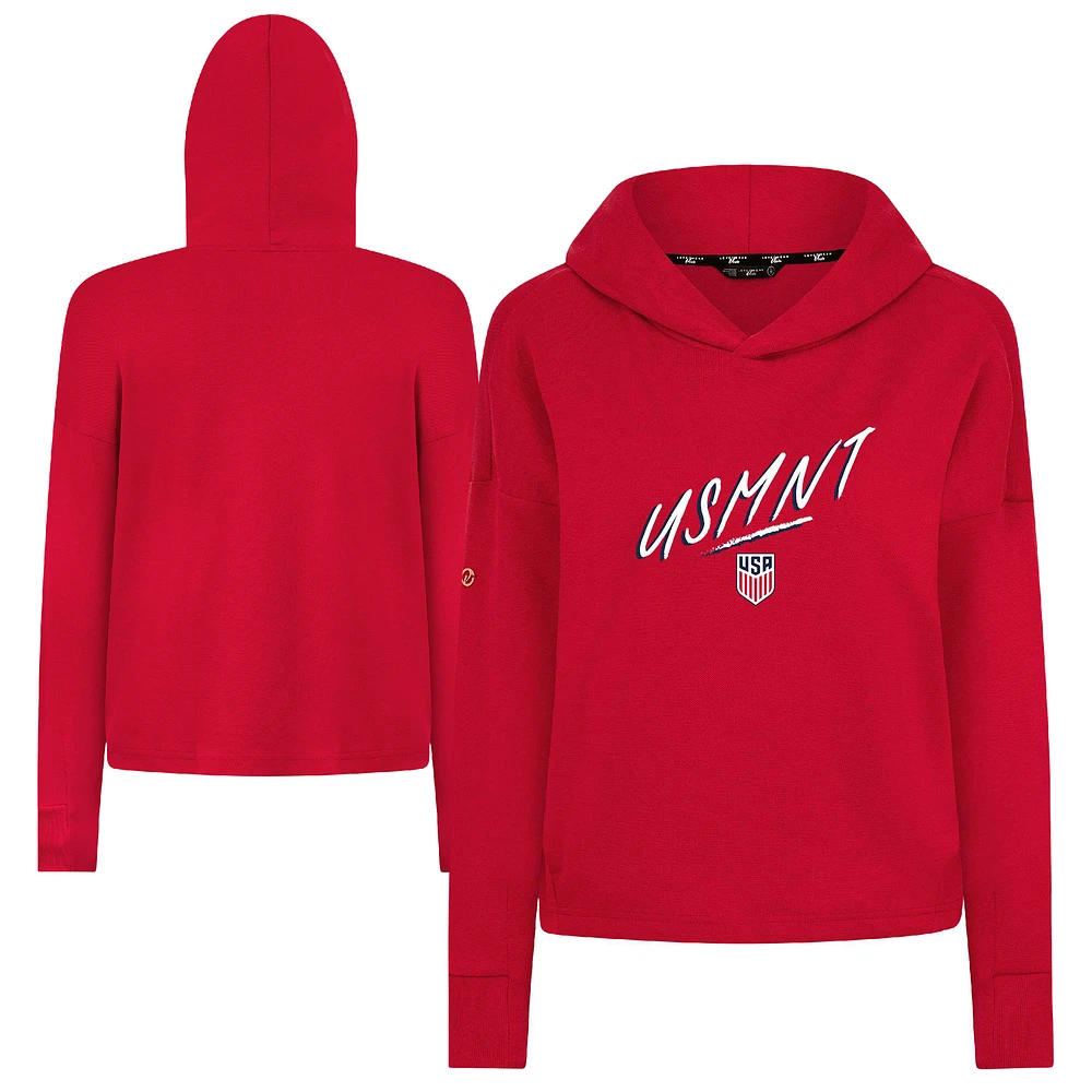 Women's Levelwear Red USMNT Sweet Sizzle Tri-Blend Cropped Pullover Hoodie