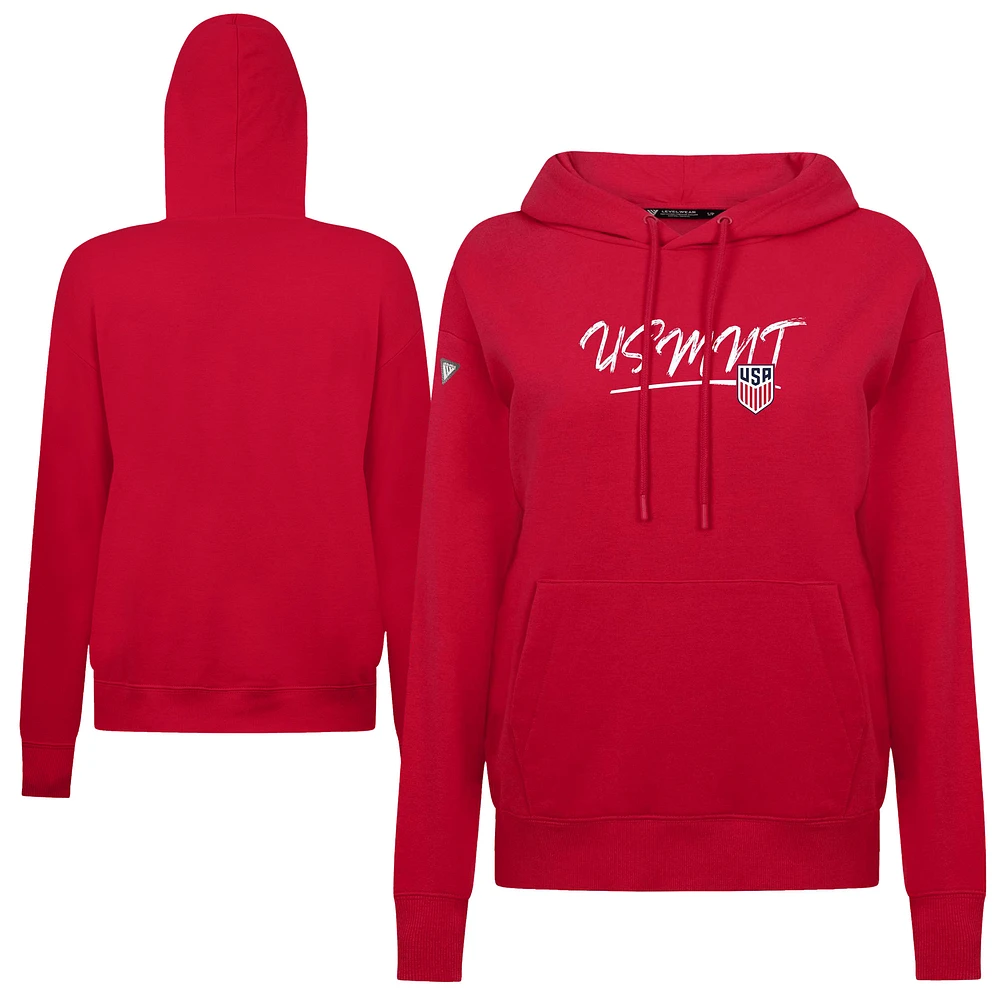 Women's Levelwear Red USMNT Adorn Express Pullover Hoodie