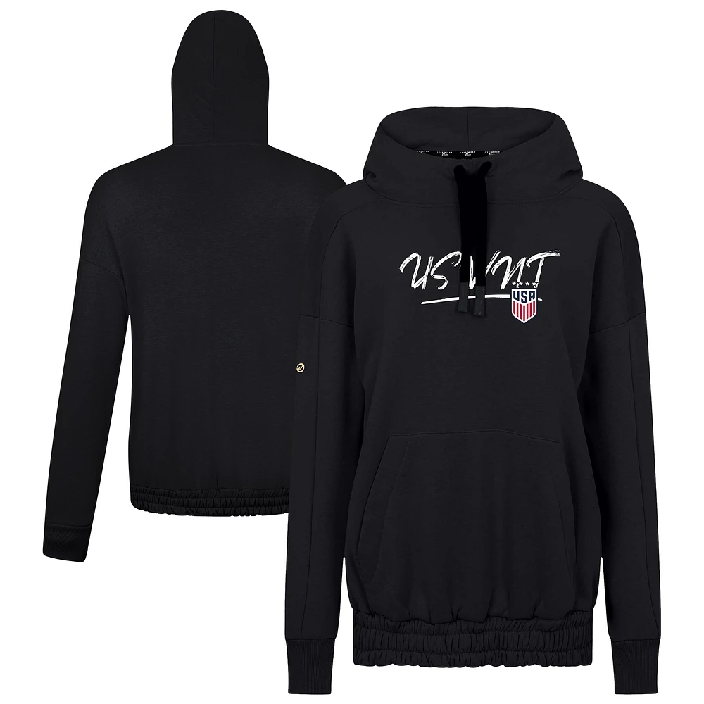Women's Levelwear Black USWNT Waterfall Express Pullover Hoodie