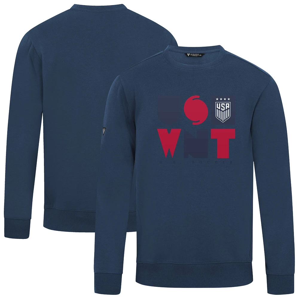 Men's Levelwear Navy USWNT Zane Full On Pullover Sweatshirt