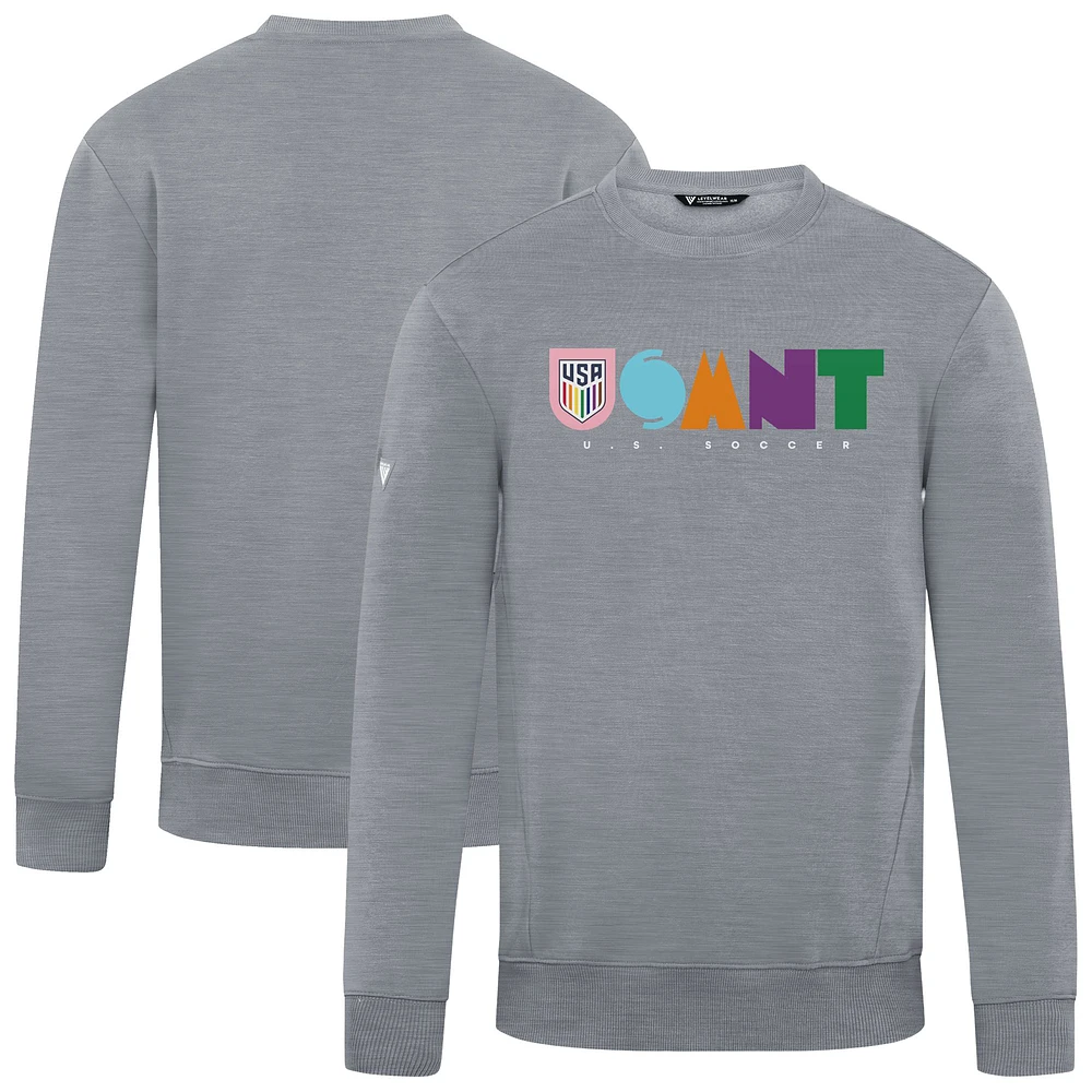 Men's Levelwear Gray USMNT Zane Full On Pullover Sweatshirt
