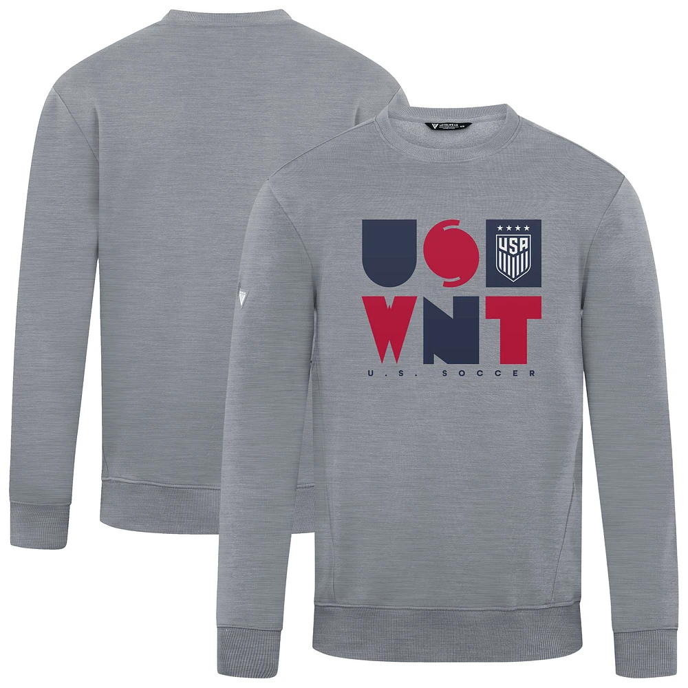 Men's Levelwear Gray USWNT Zane Full On Pullover Sweatshirt