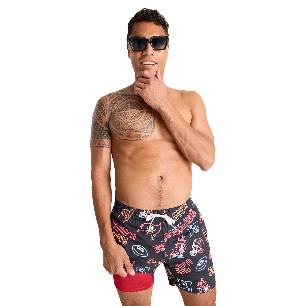 Men's Chubbies Black Tampa Bay Buccaneers The Neon 5.5" Classic Lined Swim Trunks