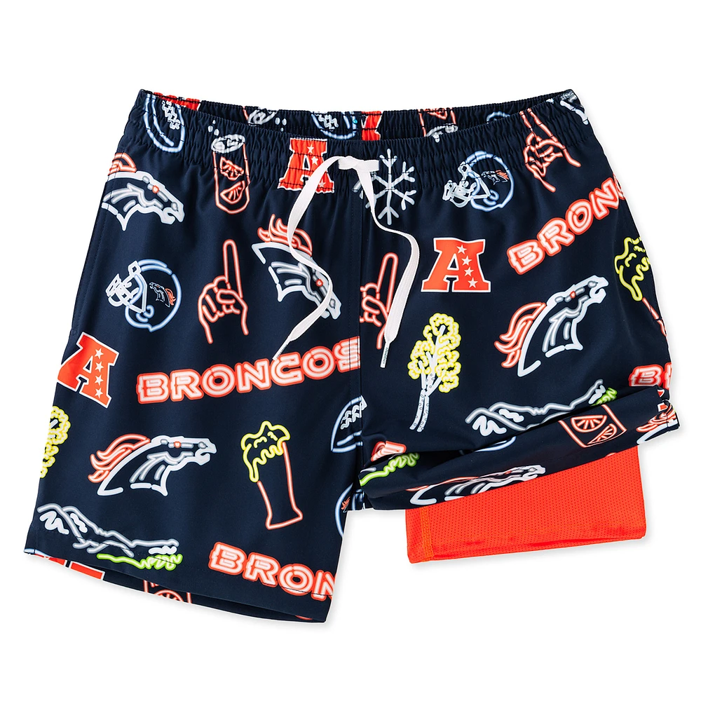 Men's Chubbies Navy Denver Broncos The Neon 5.5" Classic Lined Swim Trunks
