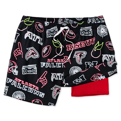 Men's Chubbies Black Atlanta Falcons The Neon 5.5" Classic Lined Swim Trunks