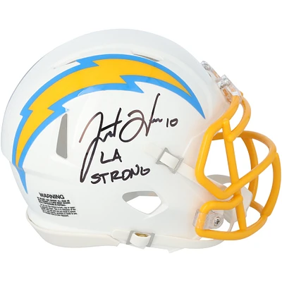 Justin Herbert Los Angeles Chargers Autographed Riddell Speed Mini Helmet with "LA Strong" Inscription