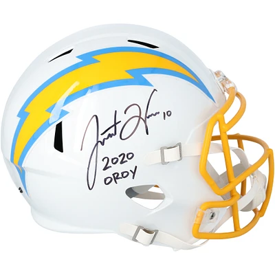 Justin Herbert Los Angeles Chargers Autographed Riddell Speed Replica Helmet with "2020 OROY" Inscription
